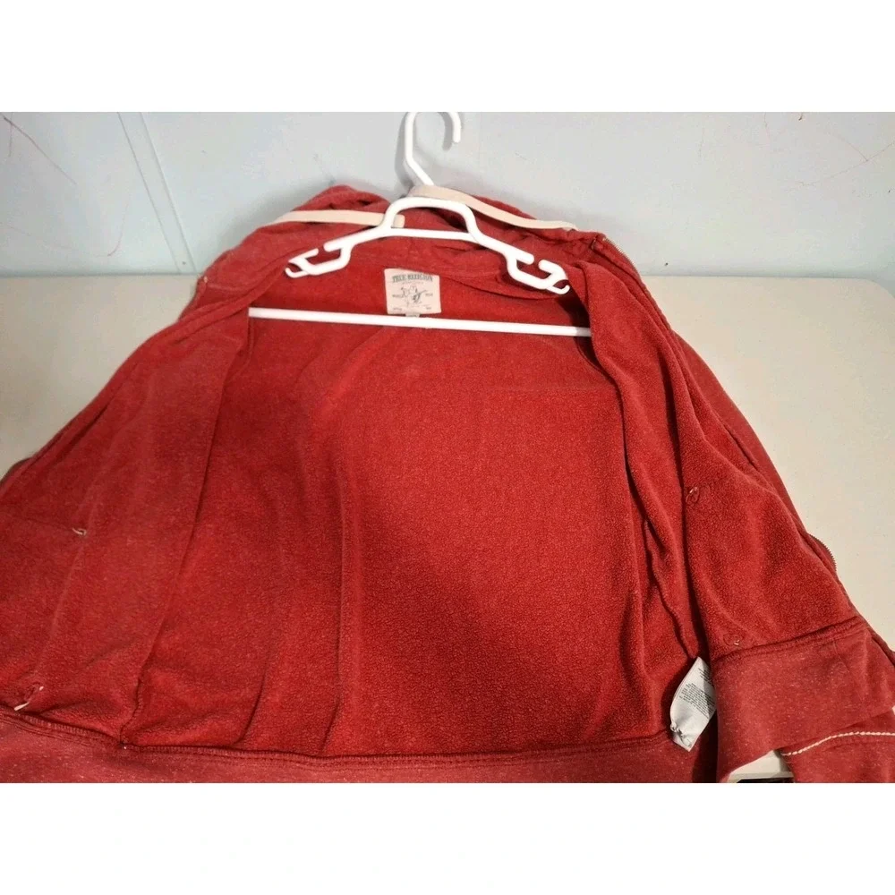 True Religion Big T Red Zip Up Hoodie‎ Men's XL